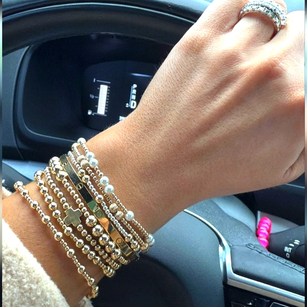 Gold Beaded Bracelet 5mm - Picture 4 of 5